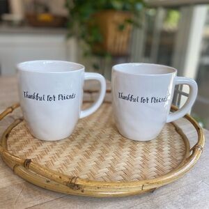 Set of 2 RAE DUNN Artisan Collection by Magenta “Thankful For Friends” Mugs 16oz